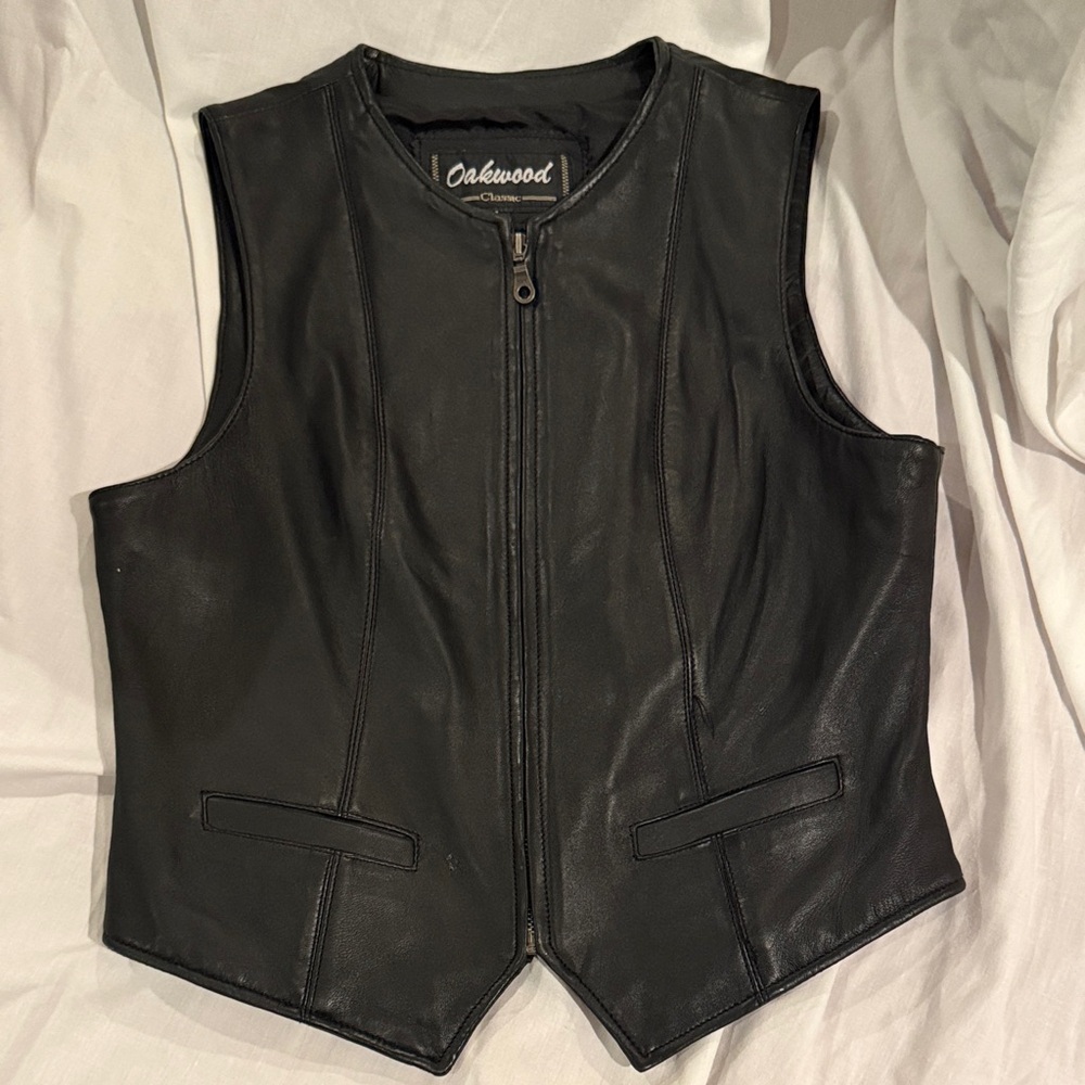 Women's Black Leather Vest